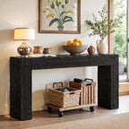 Tribesigns 63-Inch Solid Wood Console Sofa Table, Farmhouse Long Entryway Table Behind Couch for Living Room, Entrance, Hallway, Foyer, Easy Assembly (Black)
