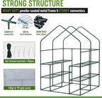 WORKPRO Greenhouse, 56” x 56” x 77” Heavy Duty Walk in Greenhouses for Outdoors with Screen Windows, Thicken PE Cover, 3 Tier 8 Shelves Portable Green House Kit for Patio, Backyard and Porch