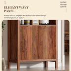 Ieejdn 71" Tall Arched Kitchen Pantry,Modern Fluted Wood Storage Cabinet with Doors,Adjustable Shelves,Organizer, Versatile Cupboard for Kitchen,Living Room,Dining Room,Bathroom,Walnut3