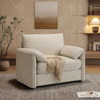 ONBRILL Oversized Accent Chair, 41 Inch Chenille Fabric Armchair, Beige | Comfy Single Sofa Chair with Padded Arms, Pocket Spring Cushion, Modern Reading Chair for Living Room, Bedroom, Apartment