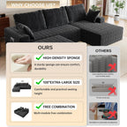 108" U-Shape Modular Sectional Cloud Couch with Ottoman, Deep Seat Couch with Oversized Chaise Lounge, Comfy Flannel Fabric Sofa for Living Room Bedroom Apartment Game Room Basement