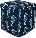 Majestic Home Goods Sea Horse Indoor/Outdoor Bean Bag Ottoman Pouf Cube, 17" L x 17" W x 17" H, Navy