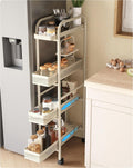 UMDONX 4-Tier Narrow Mobile Storage Cart with Pull-Out Baskets | The Multifunctional Pull-out Storage Rack Is Suitable for Bathrooms, Kitchens, and Laundry Rooms