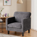DUMOS Dark Grey Modern Accent Chairs for Living Room, Corner Chairs for Adults, Reading Chair with Armrest and Backrest, Comfy Lounge Chairs for Bedroom Reception Waiting Room