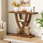 FAVOOSTY Entryway Table, 3 Tier Hallway Table, Console Tables for Living Room, Narrow Entrance Table with Storage, Sofa Table Behind Counch, Accent Table for Entry Foyer, Rustic Brown