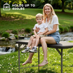 4 FT Folding Table, 3-Position Adjustable Height, Heavy Duty 400 lbs Capacity, Portable Table for Camping, Party, Indoor & Outdoor (Black, 1 Pack)