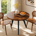 Round Dining Table, Small Dining Table for 2, 31.5" Round Table, Mid-Century Modern Kitchen Table with 1.4" Thickness Wood Grain Tabletop for or Small Space, Dining Room, Kitchen, UG Brown