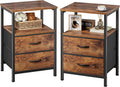 Huuger Night Stand Set of 2, Nightstand with 2 Drawers, Bedside Table