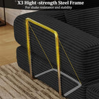59 Inch Convertible Sofas Bed, 5-in-1 Futon Sofa Pull Out Sleeper Couch, Couches for Living Room, Corduroy Floor Compression Loveseat for Bedroom, Apartment, No Assembly, Black, 2 Seat
