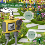 TRJZWA 150FT Drip Irrigation System Kit with 2 Zone Water Timer for Garden