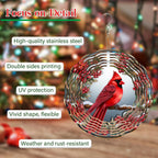 Cardinal Wind Spinner,3D Bird Spinners with Holly for Yard and Garden 3D Steel Wind Spinners Outdoor Wind Spinner 10 inch 3D Xmas Wind Sculptures
