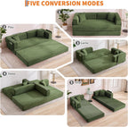 GarveeLife 78.8" Modular Corduroy Sofa Bed,5 in 1 Convertible Futon Floor Couch with Pull-Out Sleeper,Multi-Functional Futon for Living Room Guest Room & Small Spaces
