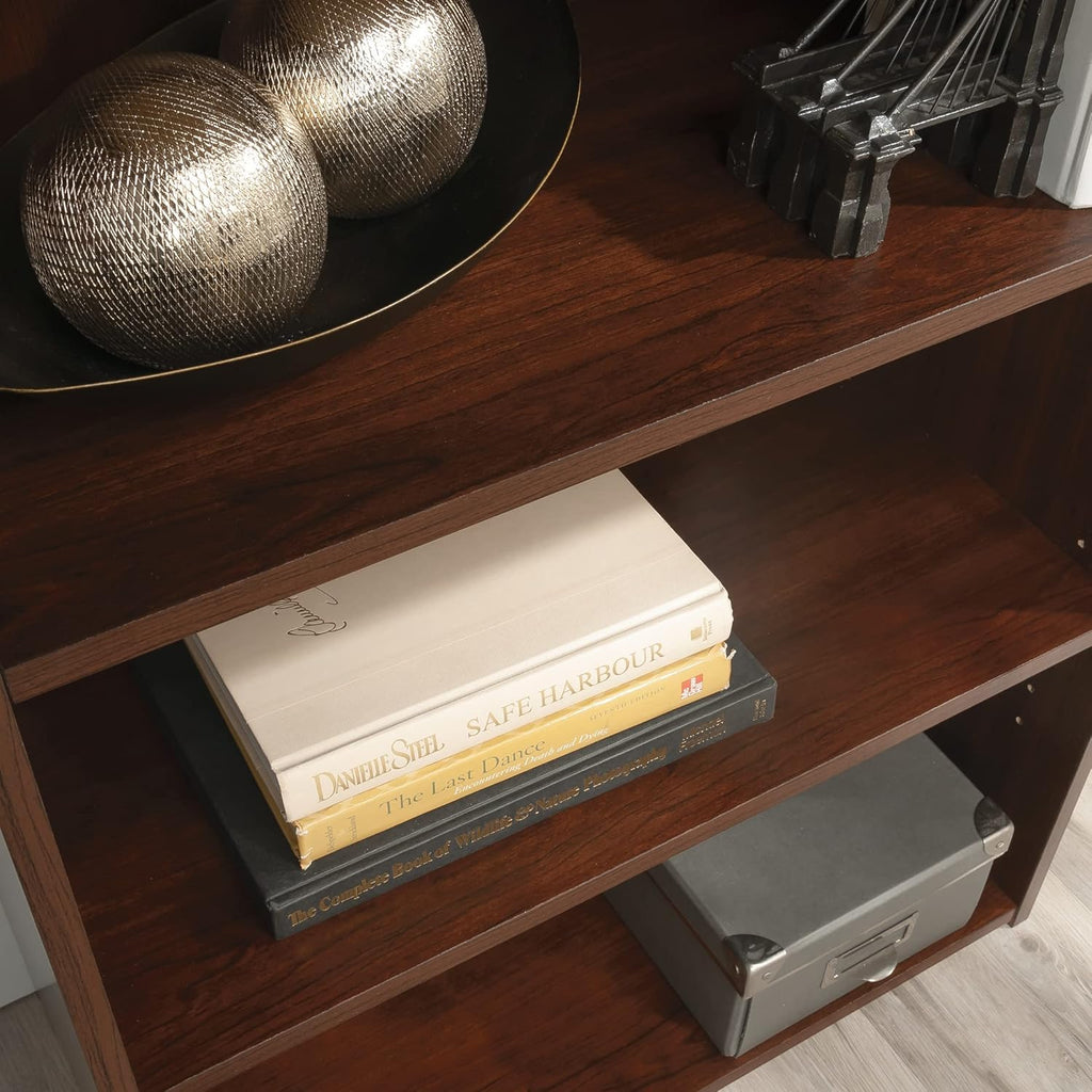 Sauder Beginnings 3-Shelf Bookcase, Bookshelf with Adjustable Storage Shelves, in Brook Cherry finish