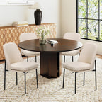 COLAMY Upholstered Dining Chairs Set of 4, Beige | Modern Dining Room Chairs with Curved Back, Dinner Chair Kitchen Chairs and Metal Legs