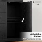 IRONCK Pantry Cabinet, Kitchen Storage Cabinet with 3 Door & Drawer, Black | Adjustable Shelf. 67.5inch Tall. 5 Tier Freestanding. 150 lbs Per Shelf. Modern Style. FSC-certified Wood. Anti-tip.