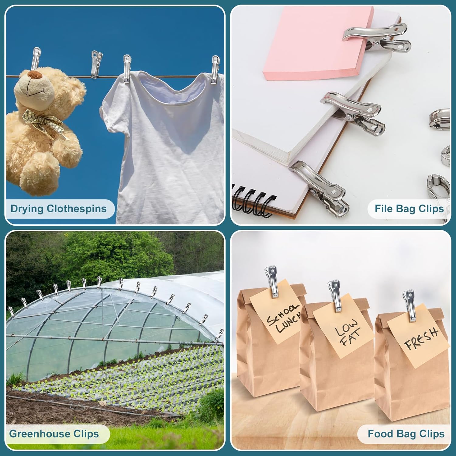 120 Pcs Garden Clips, Greenhouse Clamps, Stainless Steel Greenhouse Clips for Netting, Heavy Duty Row Cover Clips with a Strong Grip for Shade Cloth or Plant Cover on Gardening Hoops