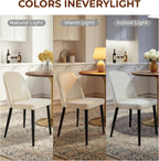 Set of 4 Mid-Century Modern Dining Chairs, Beige Faux Leather Upholstered Kitchen Chairs with Metal Legs, Comfortable Side Chairs for Dining Room, Living Room, Cafe & Hotel