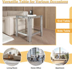 Square Glass End Table with Clear Tempered Glass Top & Silver Stainless Steel Legs, Modern 2-Tier Small Glass Side Table for Living Room, Home Office, Glass Accent Table Easy to Assemble
