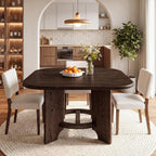Solid Wood Square Dining Table for 4, 47.24-Inch Farmhouse Kitchen Dinner Table, Sturdy Rustic Dining Room Furniture, Table Only, Walnut