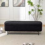56" Boucle Storage Bench for Bedroom, Upholstered Teddy Ottoman Bench, Modern Extra Long Storage Bench for End of Bed/Entryway/Livingroom/Window (Black)