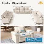 SUNSHINE VALLEY 3-Piece Modular Sectional Cloud Couch and Loveseat Sofa Set | Modern 7-Seater Sofa Set, White, Wider Armrest, Comfy Deep Seat, Soft Chenille Furniture Set for Living Room Bedroom