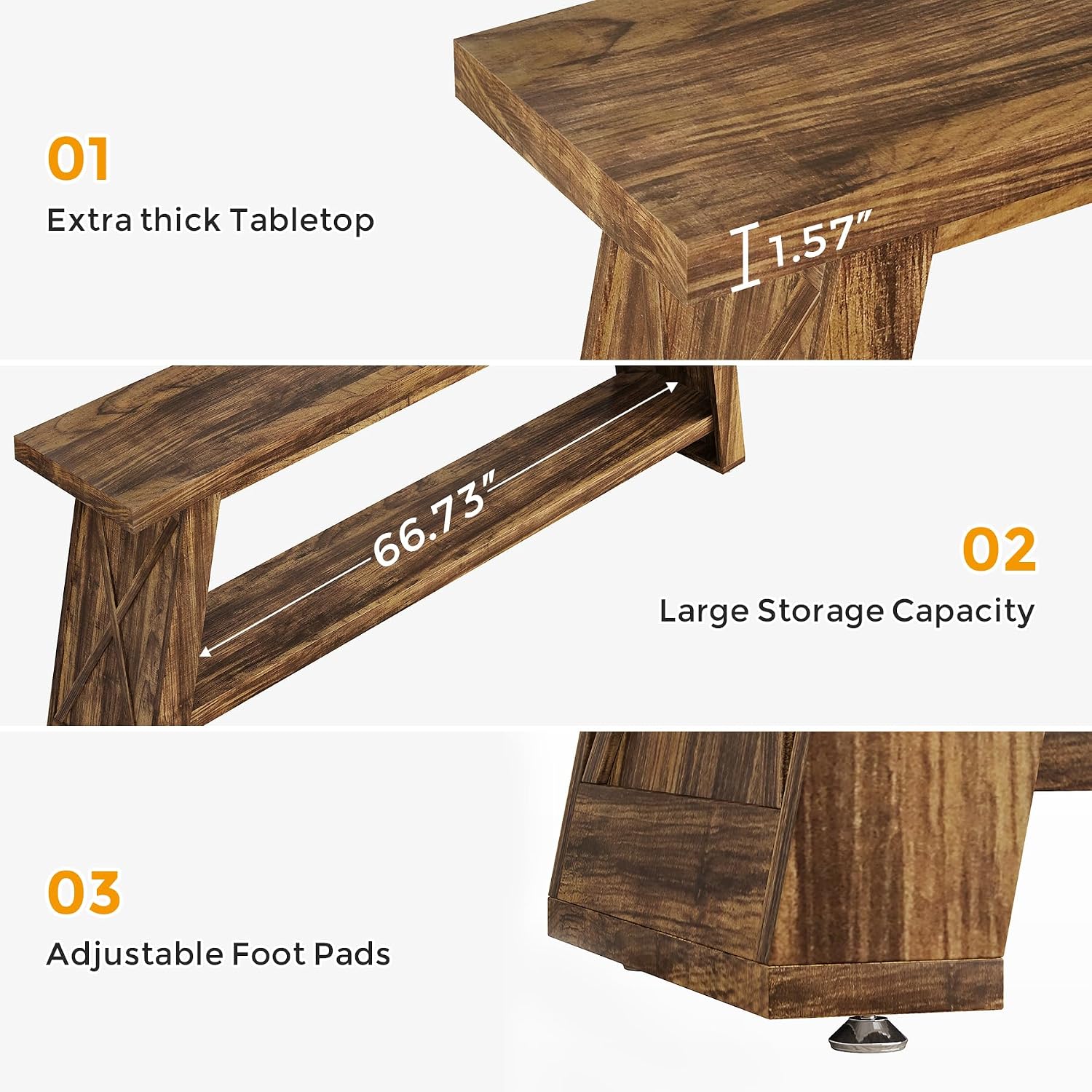 70.9" Extra Long Entryway Table, Farmhouse Wood Console Table with Storage, 2-Tier Narrow Sofa Table Behind Couch for Living Room, Hallway, Entrance, Foyer, Rustic Brown