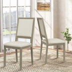 COLAMY Upholstered Wood Dining Chairs Set of 2, Kitchen Dining Chairs with Back, 19 Inch Fabric Farmhouse Dining Room Side Chairs with Wooden Legs for Kitchen Dining Living Room Courtyard, Grey
