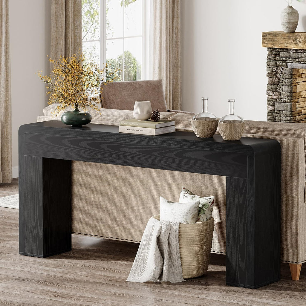Tribesigns 70.9-Inch Extra Long Console Table | Rustic Wooden Sofa Table Behind Couch, Farmhouse Entryway Console for Living Room, Entryway, Hallway, Foyer (Black)