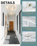 3-Light Cage Ceiling Light Fixtures, Indoor Modern Close to Ceiling Lights, 13 Inch White and Gold Metal Flush Mount Ceiling Lights for Bedroom, Living Room, Kitchen