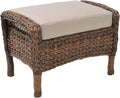 Modern Concept Faux Sea Grass Resin Rattan Ottoman, Dark Brown