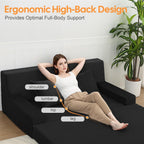 MeMoreCool 59" Couch Bed, Loveseat Futon Sofa, Small Space, Black | 59 in loveseat, opens to a 59 x 71 in bed - 9 in shorter than a queen; corduroy cover, 700 lb