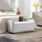 KEIKI 49" Storage Ottoman Bench with Safety Hinge, Ottoman with Storage, End of Bed Bench for Bedroom, Living Room, Entryway, Holds up to 350 lb, Beige