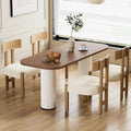 Okeysen Set of 4 Mid-Century Modern Dining Chair, Armless Round Boucle Upholstered Kitchen Chairs with Wooden Legs and Back, Farmhouse Dining Room Accent Chairs, White