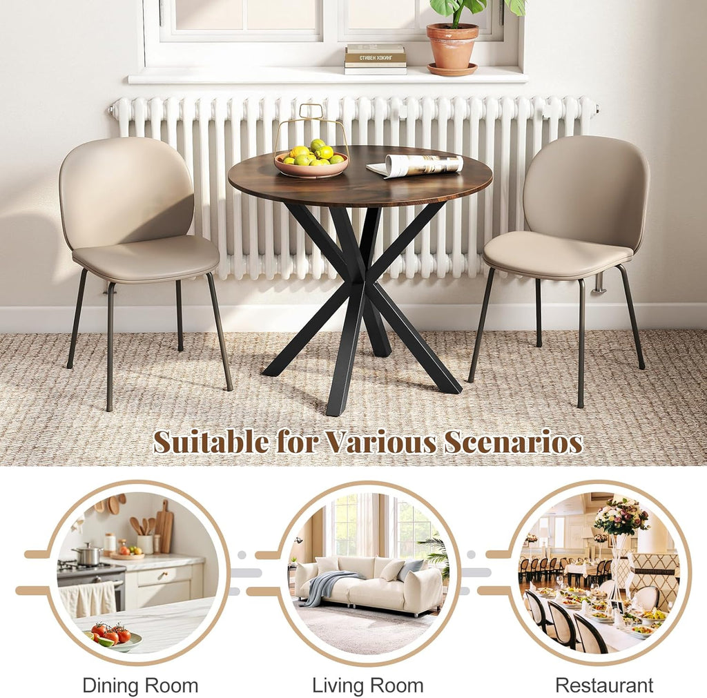 Giantex 36" Round Dining Table for 4, Farmhouse Kitchen Table with Rubber Wood Legs, Adjustable Foot Pads, Dining Room Tables for Dinette, Small Space, Dinner, Living Room, Restaurant, Espresso