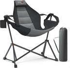 Hammock Camping Chair with Adjustable Backrest, 350LBS Heavy Duty Oversized Swinging Chair Portable Folding Rocking Chair with Pillow Cup Holder for Outdoor Beach Camping Patio, Black