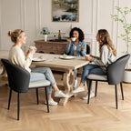 Faux Leather Dining Chairs Set of 4, Curved Back Upholstered Accent Chair, Modern Kitchen Side Chair with Metal Legs for Dining Room, Living Room, Bedroom, Black