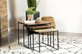 20" Natural Wood Stacking Nesting Tables, Set of Nesting Tables with Slender Metal Legs, Side Tables with Industrial Rustic Fusion for Versatile Home Living Spaces, Brown