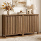 SICOTAS Sideboard Buffet Cabinet with Storage, Fluted Credenza Console Cabinet with Adjustable Shelves, Farmhouse Coffee Bar Storage Cabinets for Kitchen, Living Room, Entryway, Caramel Oak, 2 PCS