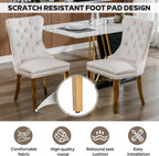 5-Piece Dining Table Set with 39In Tempered Glass Table and 4 Velvet Upholstered Chairs, Modern Scandinavian Furniture for Dining Room Kitchen(Beige&Gold)