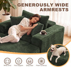 Busaurus 60'' Oversized Chaise Lounge Chair Indoor with Ottoman, Convertible Sofa Bed & Corduroy Reading Chair for Living Room & Bedroom, No Assembly Required