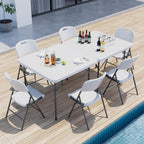 VECELO Folding Card Table Square and Chairs Set, Collapsible Legs & Portable for Indoor/Outdoor, Picnic, 5 Piece, White