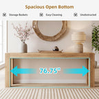 86.75" Extra Long Console Table for Entryway, Narrow Entryway Table | 11.75" Narrow Behind Couch Table, Long Tabletop, Wood Grain, Farmhouse Sofa Table for Living Room Hallway, Oak