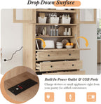 78” Kitchen Cabinet Pantry, Food Storage Cabinet with 3 Drawers, Adjustable Shelves & Power Outlet, Food Pantry for Kitchen Dining Room, Easy Assembly (Natural)