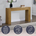 Alaterre Furniture Stockyard Solid Wood Console Table - 56 Inch Modern Farmhouse Entryway Table - Easy Assembly Living Room Furniture for Behind the Couch, Entryway, or Hallway (Oak)