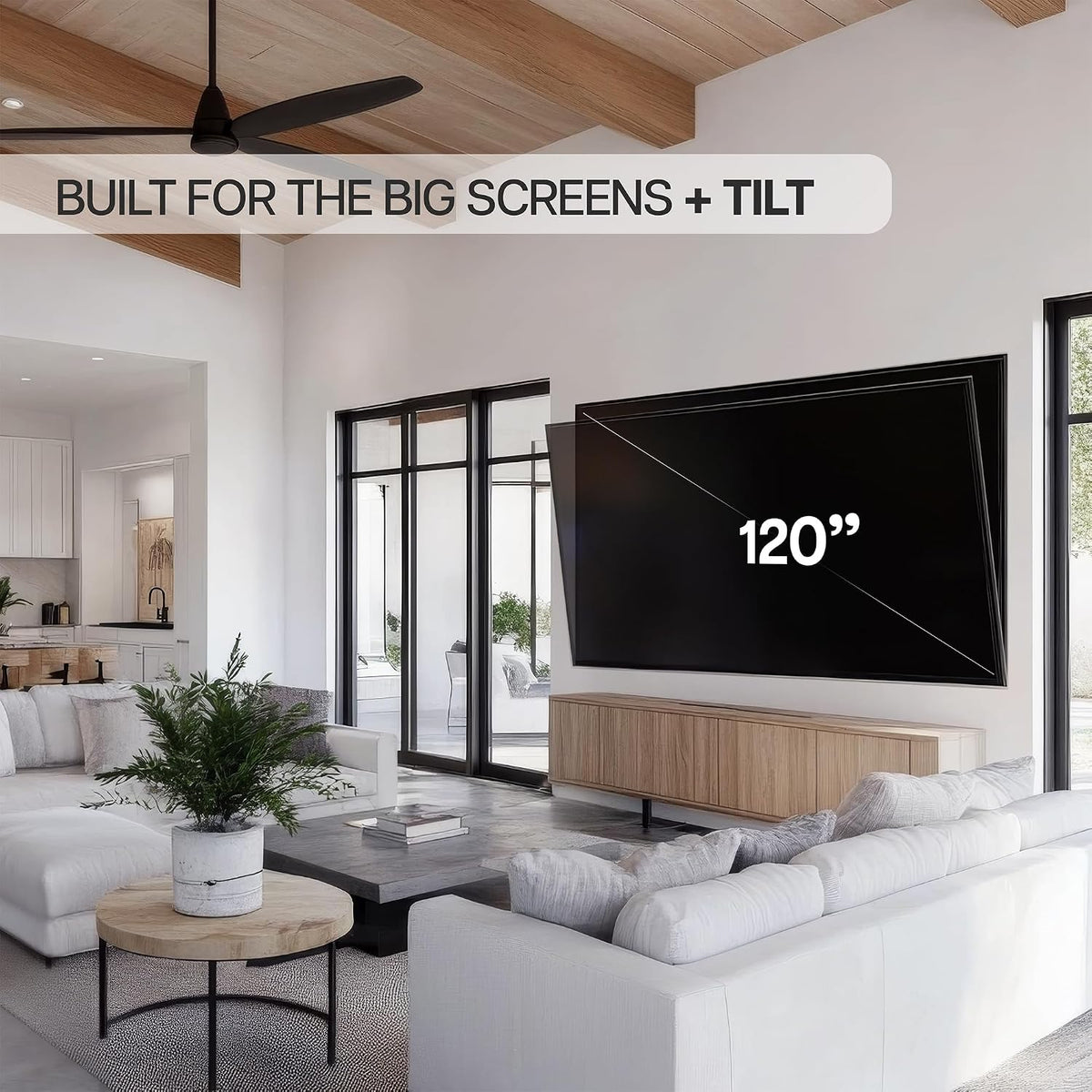 VIVO Black TV Wall Mount with Tilt for 60 to 120 inch Screens, MOUNT-VW120T | Heavy Duty Steel, Tilting TV Wall Bracket fits LCD LED Curved and Flat Panel Screens, Max VESA 900x600mm, Holds 264 lbs