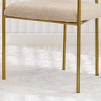 Boucle Dining Chairs Set of 4 with Arms, Mid Century Modern Upholstered Dining Chairs for Kitchen & Dining Room, Curved Backrest, Gold Metal Frame (Taupe/Sand)