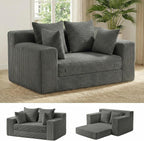 cidludto Couch Loveseat Sleeper, Convertible Sofa Bed Folding Couch Bed Foldable, 2 in 1 Chair Bed & Futon Sofa Bed, Small Pull Out Sofa with 4 Pillows for Living Room, Grey