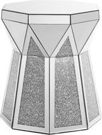 Mirrored End Tables with Polygonal Shaped,Mirrored Sofa Bedside Table Accent Table,Smooth Mirror Finish for Bedroom,Living Room