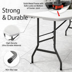 6 Feet Folding Table with Built in Handle & Fold-in-Half | Heavy Duty Portable | Lightweight Perfect for Party, Dining, Wedding, Events, Picnic Indoor, Outdoor, Camping, Utility-10P