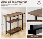 SLEEPING LAMB Side Table for Living Room, 3-Tier End Table for Small Space with Wide Storage Tabletop, Rustic Brown Narrow Nightstand for Bedroom, Sofa Couch